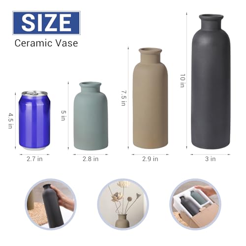 GUKJOB Small Ceramic Vase Set of 3, Boho Modern Flower Vase Room Decor, Farmhouse Decor, Vases for Your Kitchen, Bathroom, Bedroom, Living Room, Office&Shelf Centerpiece Table Decorations Multicolor - Image 3