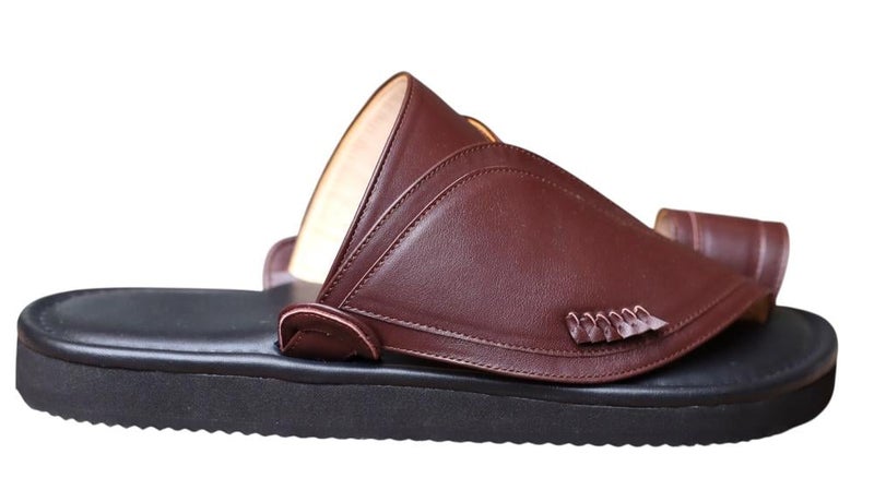 Italian Natural Leather Arabic Sandal For Men, Handmade Men's Traditional Sandals With Comfortable Sole, Genuine And Premium Quality Casual Arabic Sandals For Everyday Wear. - Image 1