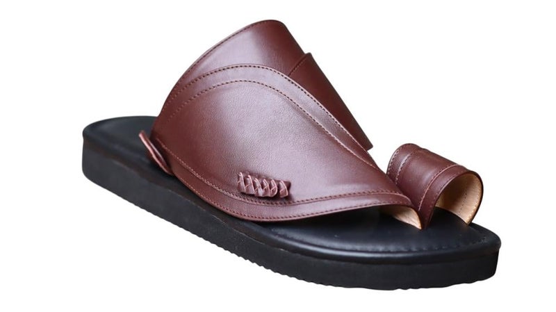 Italian Natural Leather Arabic Sandal For Men, Handmade Men's Traditional Sandals With Comfortable Sole, Genuine And Premium Quality Casual Arabic Sandals For Everyday Wear. - Image 2