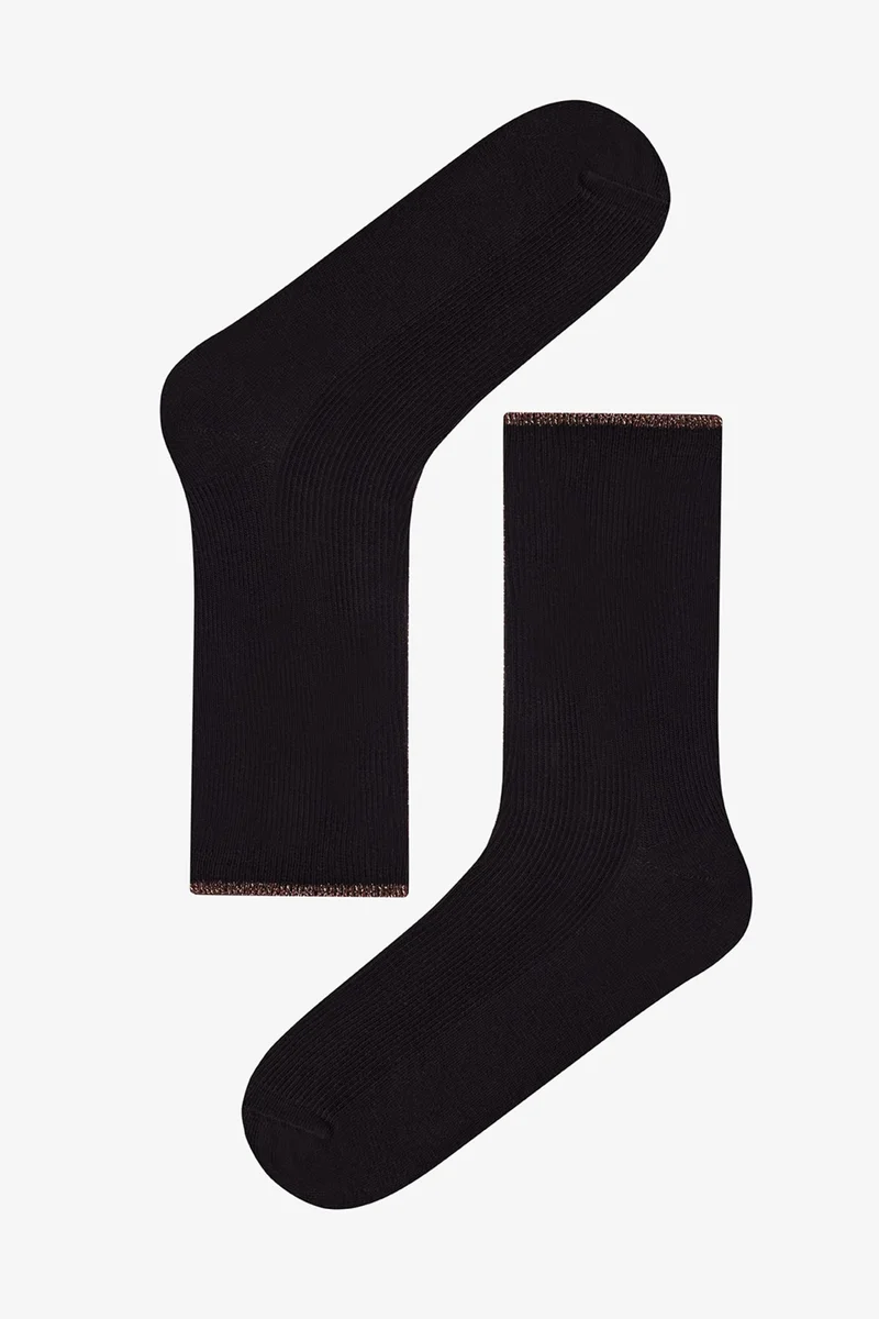 بنتي PENTI Shiny Leopard Cotton Lurex Pair Crew Socks