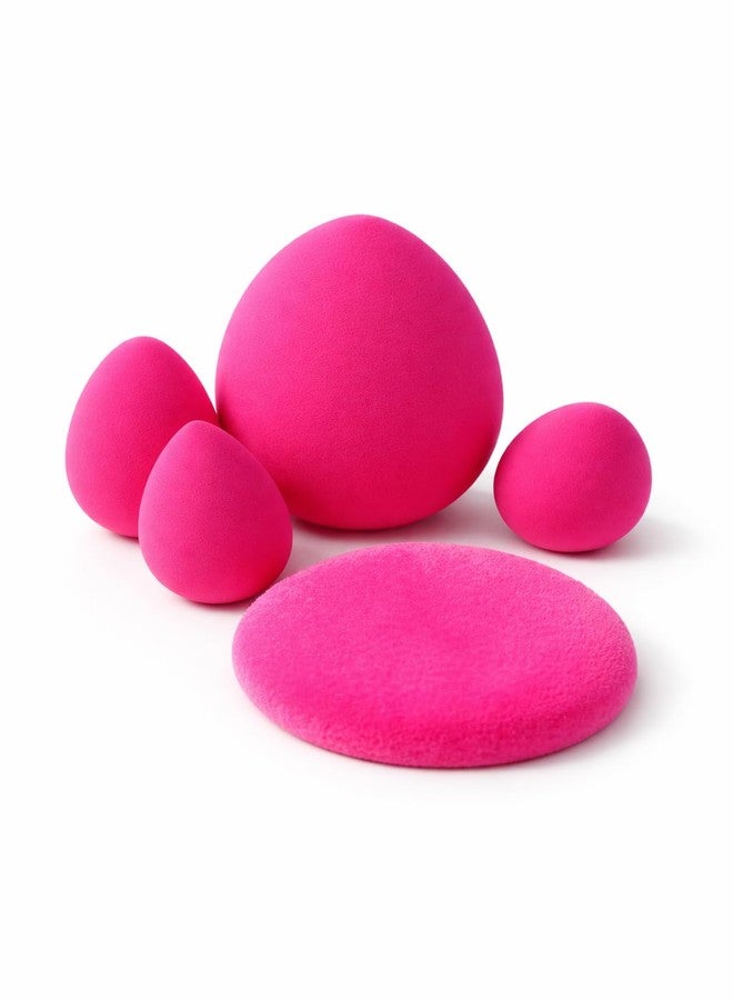 Teraabliss Makeup Blender Sponge Set with Cute Reusable Pouch - Soft Beauty Blending Sponges for Foundation, Concealer & Powder - Multi Shape Cosmetic Puff for Flawless Finish (dark pink) - Image 1