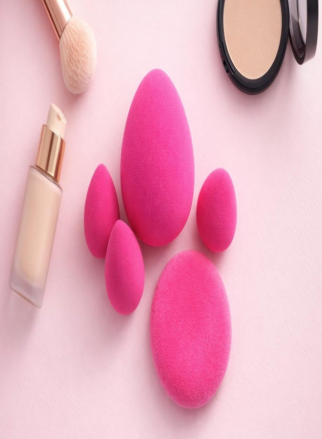 Teraabliss Makeup Blender Sponge Set with Cute Reusable Pouch - Soft Beauty Blending Sponges for Foundation, Concealer & Powder - Multi Shape Cosmetic Puff for Flawless Finish (dark pink) - Image 4