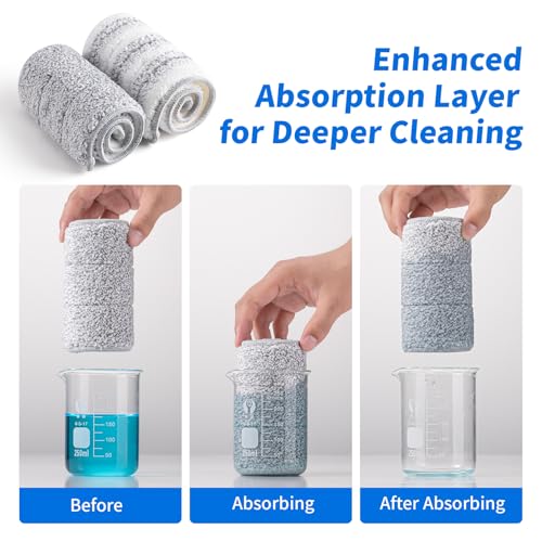 Oshang Flat Mop Head Refill, 13" X 4.9" Flat Mop Pads, Microfiber Mop Pads Flat Mop Replacement Heads (White and Grey) - Image 5