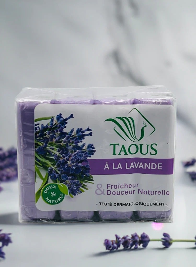 الطاووس صابون مغربي طبيعي برائحة اللافندر المغذي 125 جرام * 4 قطع - Image 1