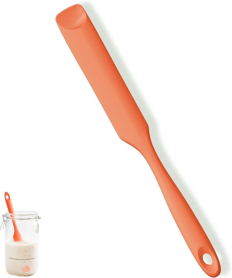 UTaste Silicone Jar Spatula for Sourdough Starter: Long Skinny Food-Grade Jam Spreader, Sturdy Stirring Stick Bowl Scraper with Flexible Spoon Tip, Mixing Icing Tool, Peanut Butter Knife (Orange) - Image 1