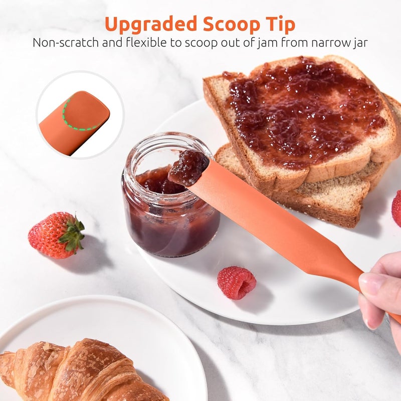 UTaste Silicone Jar Spatula for Sourdough Starter: Long Skinny Food-Grade Jam Spreader, Sturdy Stirring Stick Bowl Scraper with Flexible Spoon Tip, Mixing Icing Tool, Peanut Butter Knife (Orange) - Image 4