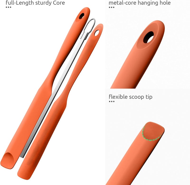 UTaste Silicone Jar Spatula for Sourdough Starter: Long Skinny Food-Grade Jam Spreader, Sturdy Stirring Stick Bowl Scraper with Flexible Spoon Tip, Mixing Icing Tool, Peanut Butter Knife (Orange) - Image 5