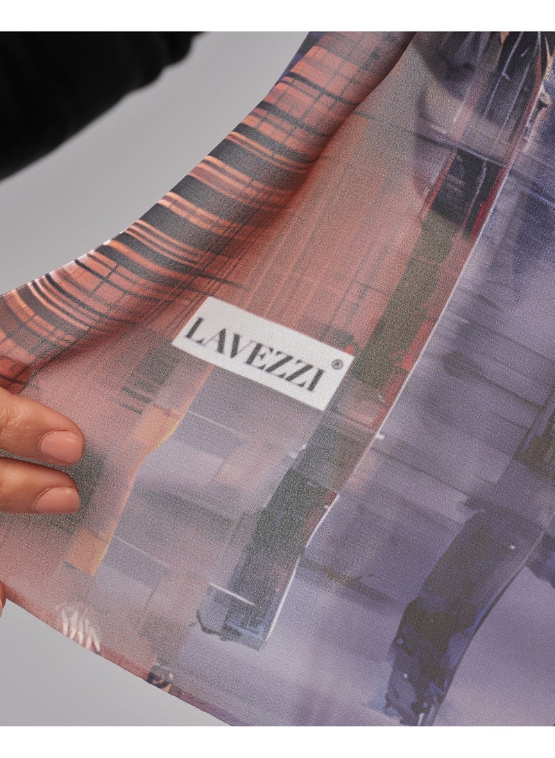Lavezzi Printed Soft Chiffon Crepe Hijab Scarf for Women – Lightweight Long Muslim Headscarf (4) - Image 4
