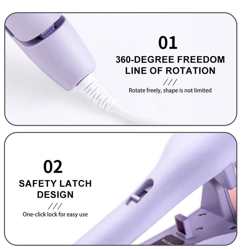 Orlenic French Egg Roll Curling Iron 32mm Big Wave Hair Waver, Ceramic Coated V-Shaped Hair Curler Wand for Water Ripple Waves, Adjustable Temperature 160-220°C, Anti-Frizz Hair Styling Tool, Purple - Image 5