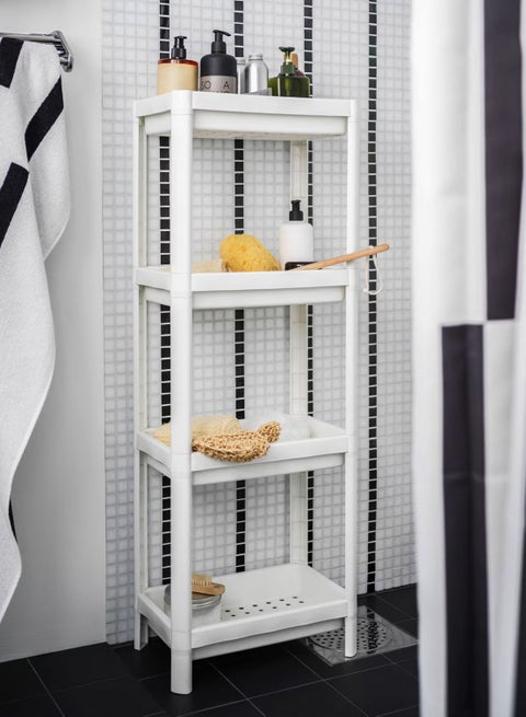 4 Layer Shelving Unit Shelf Shower Caddy Corner Bathroom Plastic Kitchen Bathroom Storage rust proof 4 Tiers Shower Shelves White
