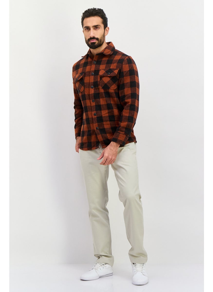 Jachs New York Men Checkered Jacket Shirt, Maroon  - Image 3