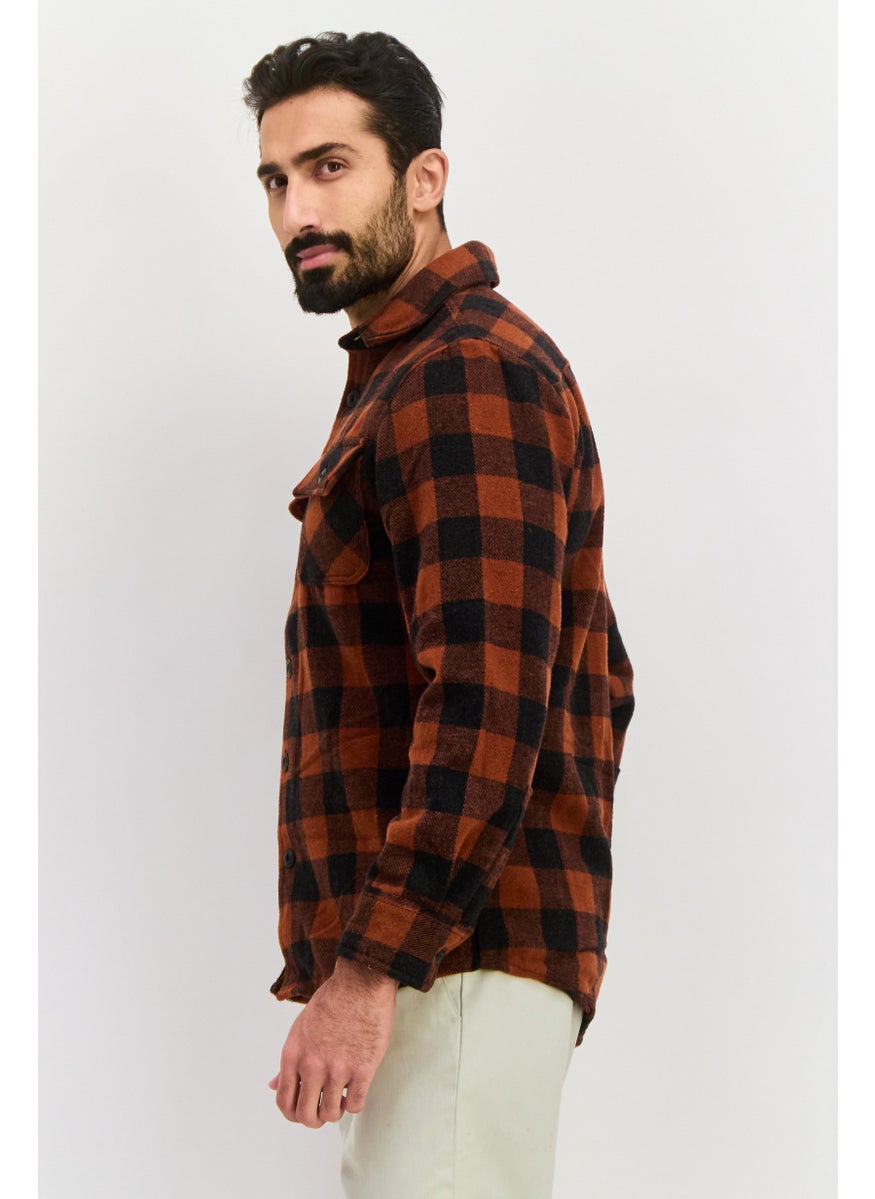 Jachs New York Men Checkered Jacket Shirt, Maroon  - Image 4