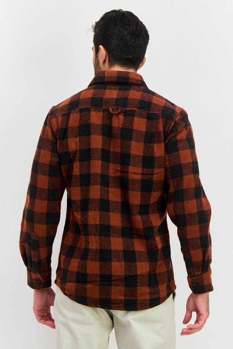 Jachs New York Men Checkered Jacket Shirt, Maroon - Image 2