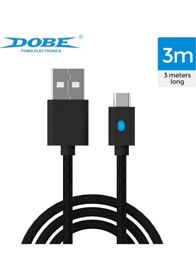 دوبي كابل شحن Dobe الأحدث من النوع C لجهاز تحكم PS5 بطول 3 متر (TY-0803) - Image 4