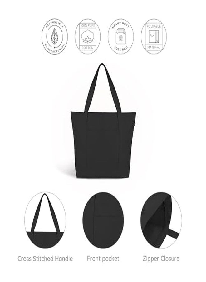 EcoRight Eco Right Large Canvas Tote Bags for Women, Beach Bags, Travel Bag for Women with Outer Pockets & Inner Zipper Pocket - Image 4