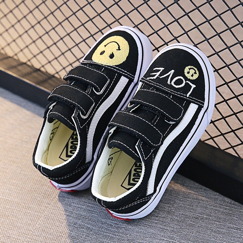 2025 Spring Baby Children''s Soft Sole Cartoon Smiley Face Shoes for Boys and Girls Breathable Canvas Sneakers Breathable and Comfortable - Image 2