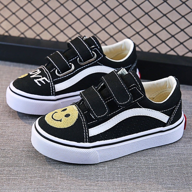 2025 Spring Baby Children''s Soft Sole Cartoon Smiley Face Shoes for Boys and Girls Breathable Canvas Sneakers Breathable and Comfortable - Image 3