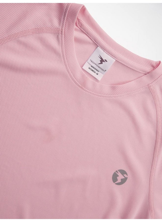 Technosport - TECHNOSPORT Womens Polyester Regular Fit Crewneck Half Sleeve Shirt Sleeve Peach Extralarge|WTW105PCHXLR - Image 1