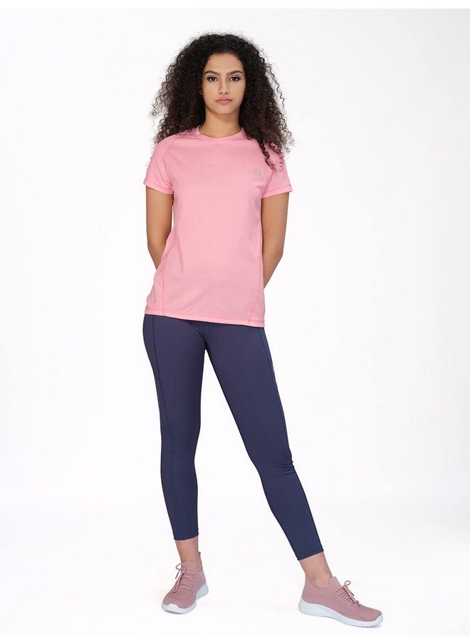 Technosport - TECHNOSPORT Womens Polyester Regular Fit Crewneck Half Sleeve Shirt Sleeve Peach Extralarge|WTW105PCHXLR - Image 1
