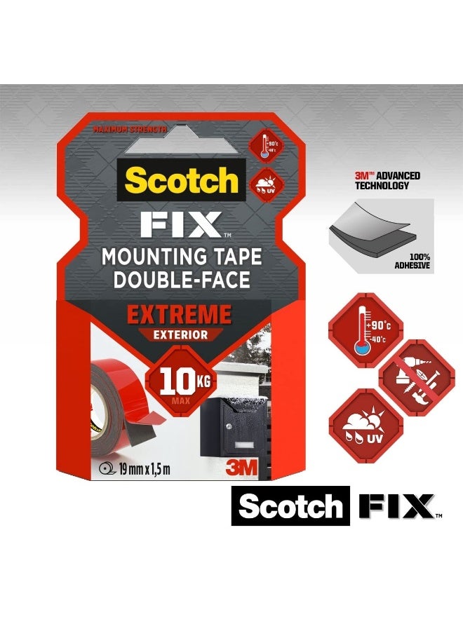 Scotch Mount Extreme Exterior Tape 19mm x 1.5m, 1 roll/pack, Gray color, Double Sided Adhesive Tape - Image 2