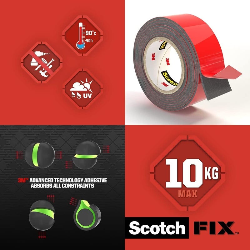 Scotch Mount Extreme Exterior Tape 19mm x 1.5m, 1 roll/pack, Gray color, Double Sided Adhesive Tape - Image 5