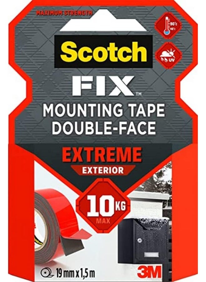 Scotch Mount Extreme Exterior Tape 19mm x 1.5m, 1 roll/pack, Gray color, Double Sided Adhesive Tape - Image 1