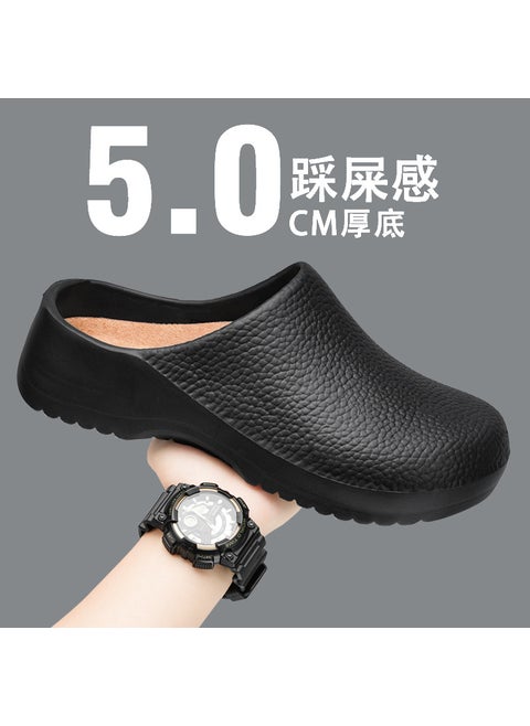 Unisex Couple Style Casual Fashionable Garden Slippers Half Drag Slippers EVA Integrated Mold Summer Low Top Slippers Chef Shoes black