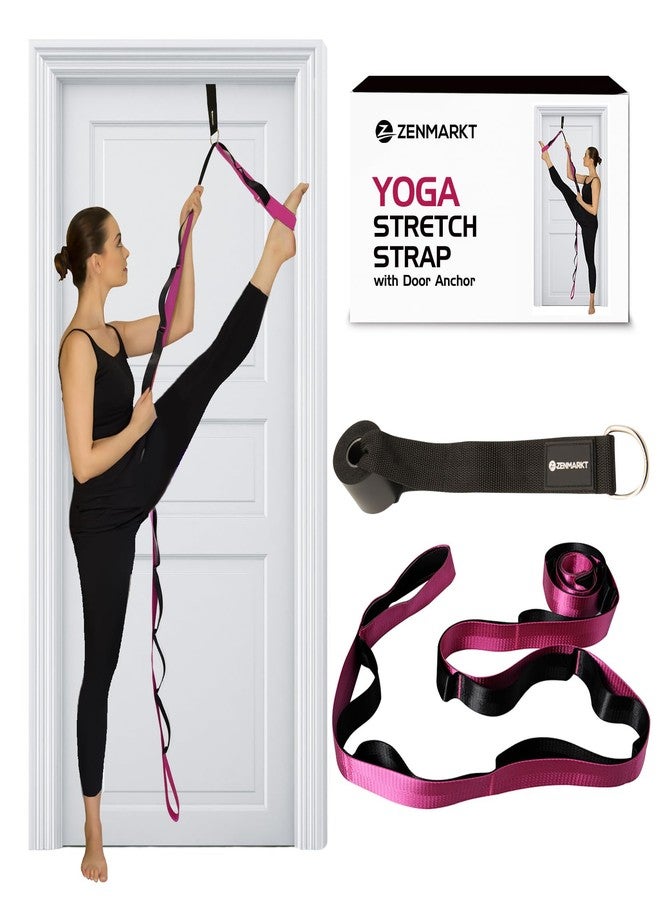 Zenmarkt 10-Loop Yoga Strap with Door Anchor – Stretch Strap for Flexibility, Deep Stretching, and Improved Balance – Perfect Yoga Accessory for All Fitness Levels (Purple) - Image 1
