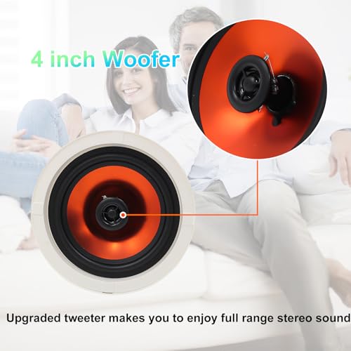STUDIOFINIX 4-Inch in-Ceiling Speakers, 480W Max Power Passive Flush-Mount Ceiling Speakers for Home Theater, Living Room, Office, Kitchen, Basement, Covered Patio (2 Pairs) - Image 5
