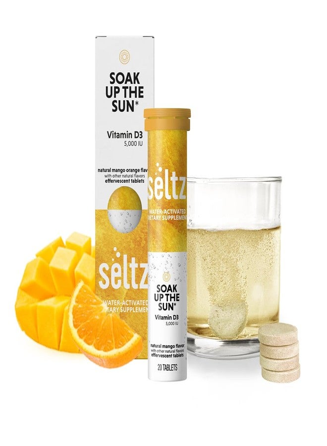 Seltz® Soak Up The Sun – فيتامين د3 فوار (5000 وحدة دولية) لدعم المناعة والعظام والمزاج – بنكهة المانجو والبرتقال، بدون إضافة سكر، 20 قرصًا (عبوة واحدة) - Image 1