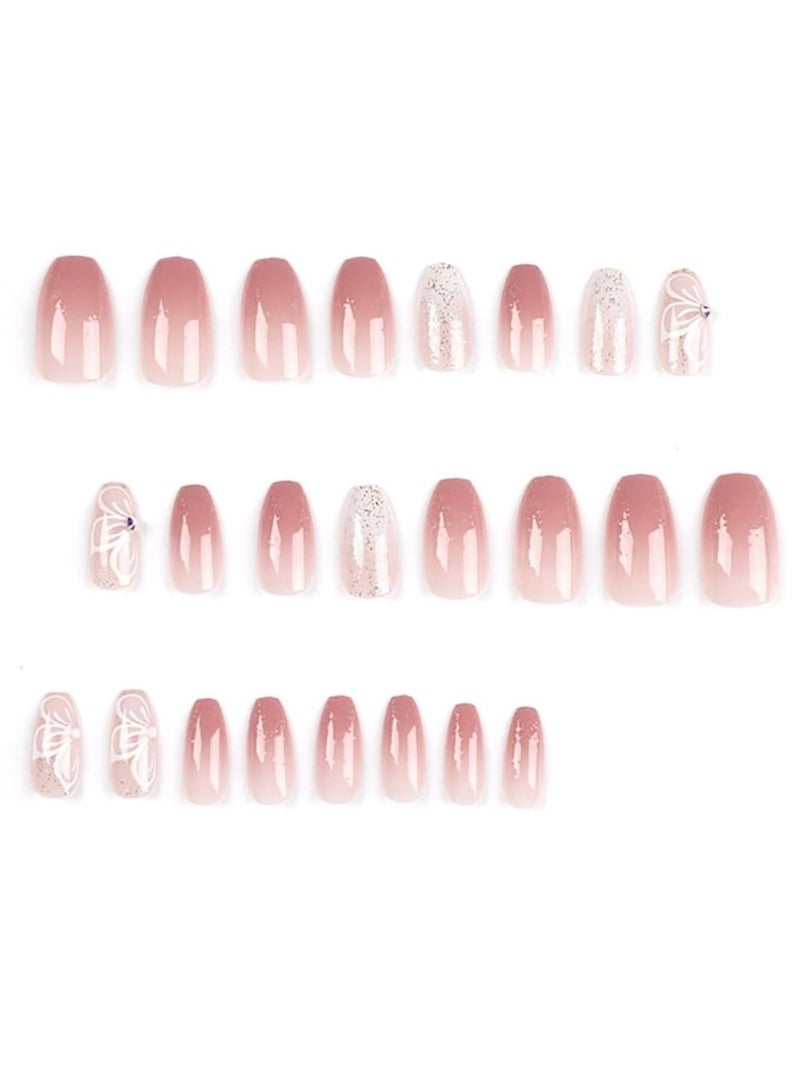 مجموعة أظافر صناعية من الأكريليك قابلة لإعادة الاستخدام مكونة من 24 قطعة، تتضمن شريطًا مزدوجًا وغراء - Image 2