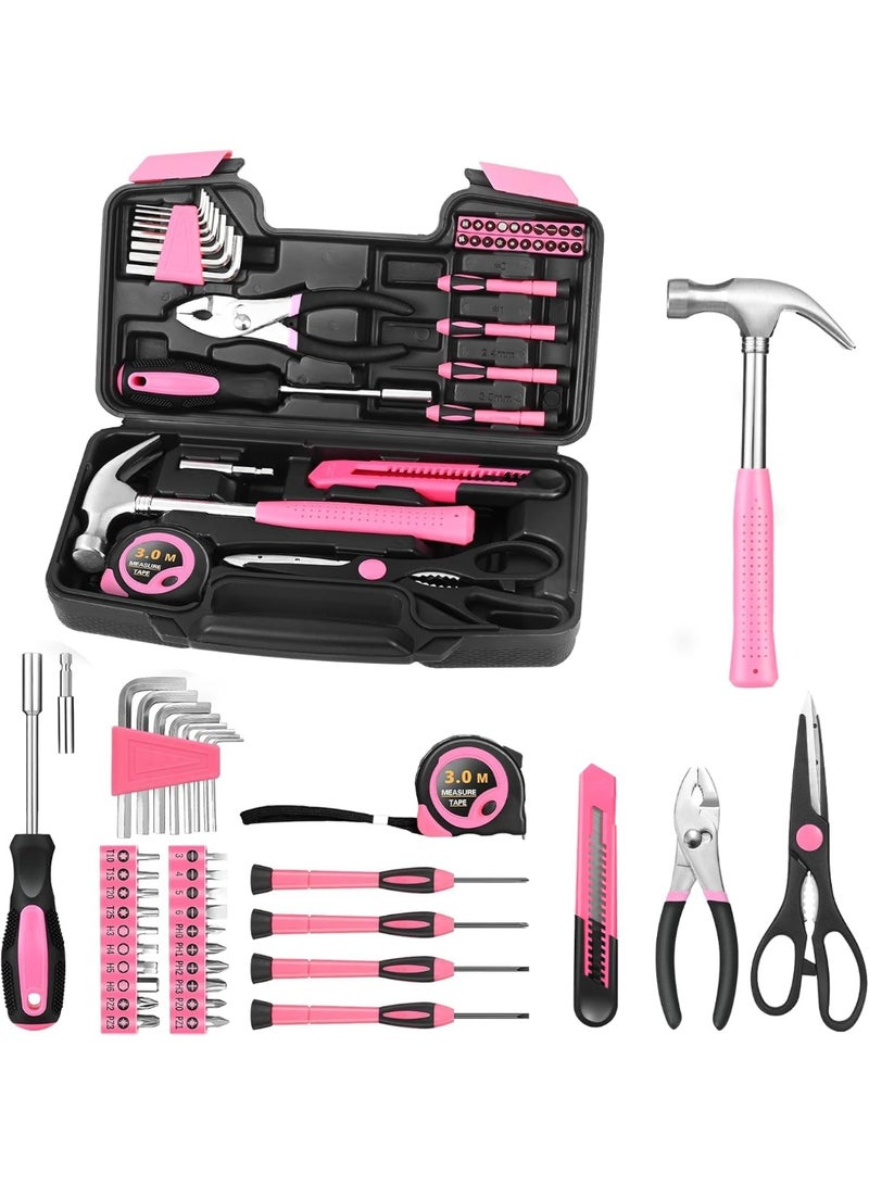RONVEX 39 Piece Pink Multipurpose Essential Household Tool Set for Women - Small Tool Set with Tool Box Great for Home, Garage, Office, or Dorm Use - Image 1