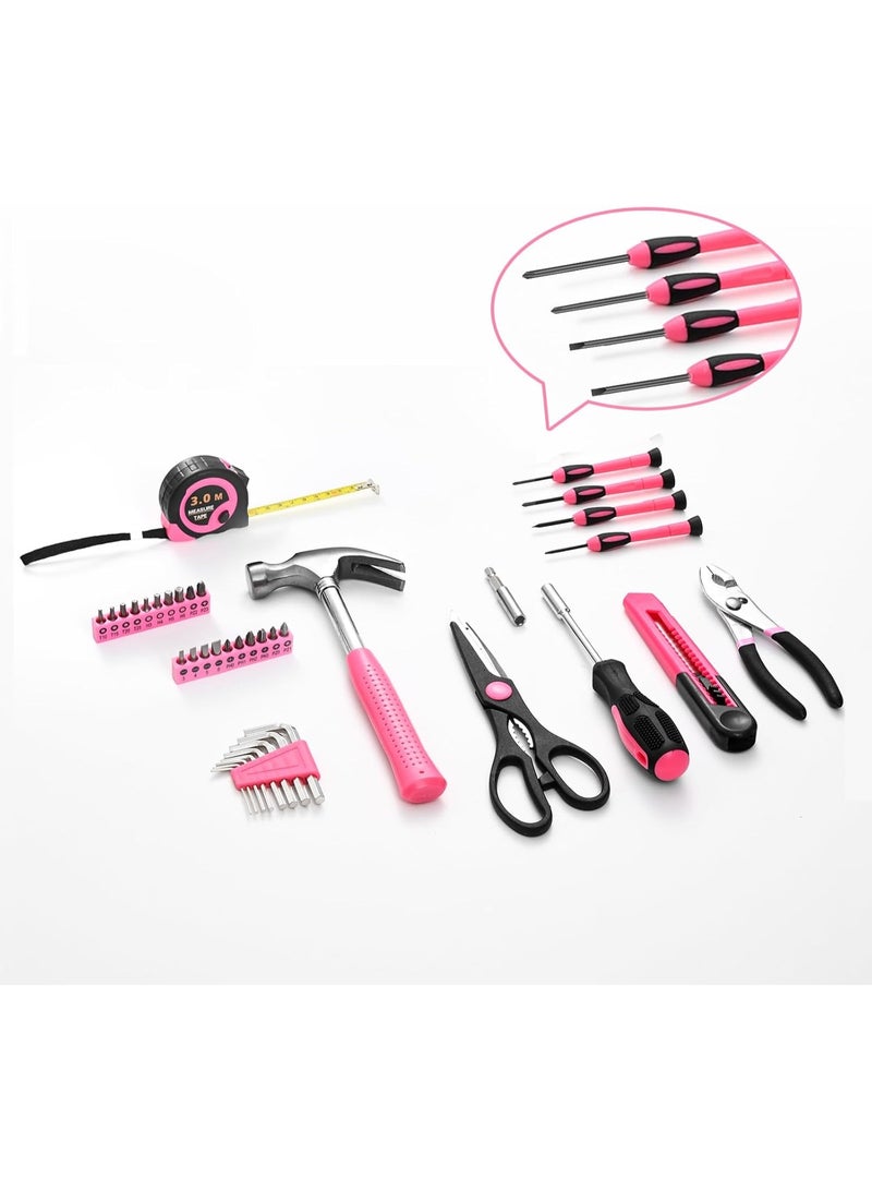 RONVEX 39 Piece Pink Multipurpose Essential Household Tool Set for Women - Small Tool Set with Tool Box Great for Home, Garage, Office, or Dorm Use - Image 2