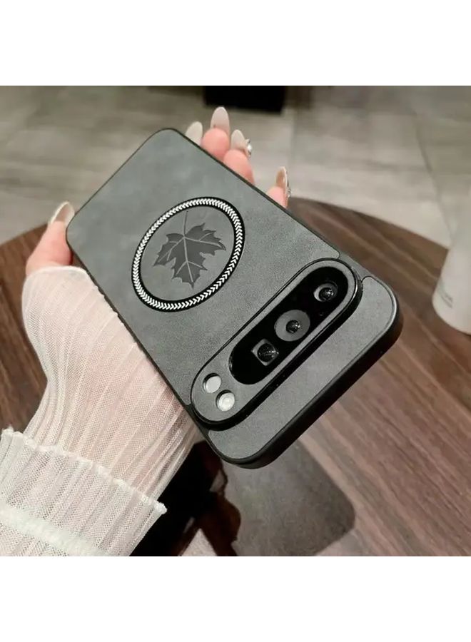 Minimalist Light Grey 3D Leaf Magnetic Phone Case For Pixel 9 - Image 5