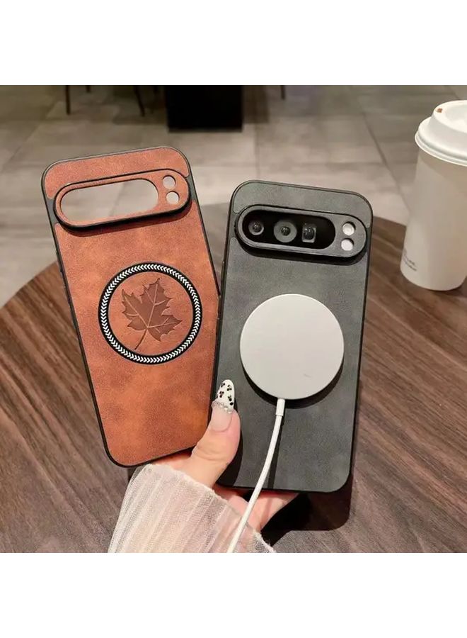 Minimalist Light Grey 3D Leaf Magnetic Phone Case For Pixel 9 - Image 2
