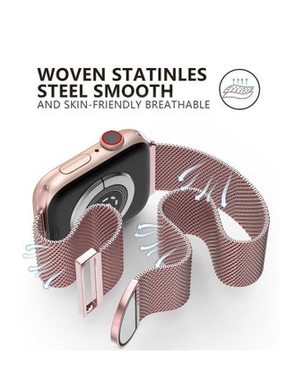 Compatible with Apple Watch Band 42mm 44mm 45mm 49mm for Women and Men, Stainless Steel Magnetic Metal Wristband Strap Compatible with iWatch Series 11/10 9 8 7 6 5 4 3 2 1 SE ultra 3/2/1 Rose Pink - view 4