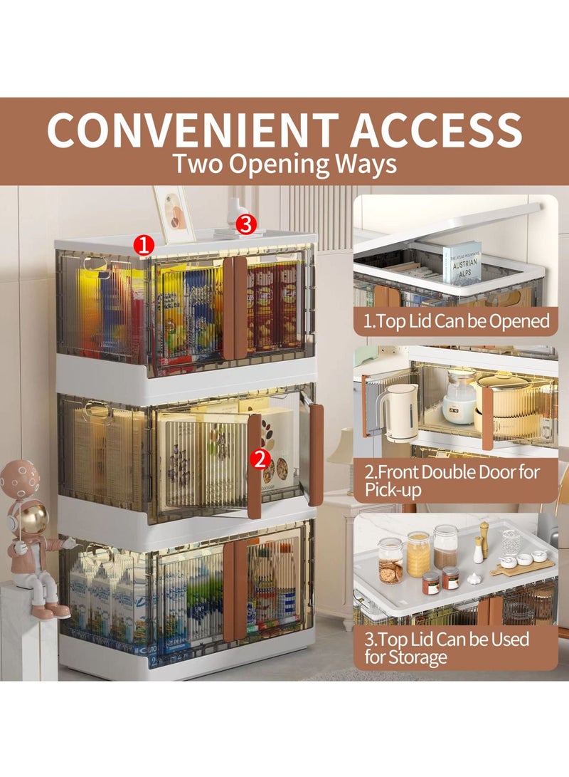 Arabest 4 Pack Storage Bins with Lids, 19 Gallon Folding Storage Bins. Stackable Storage Bins with Wheels and Doors, Folding Storage Bins for Storage and Organisation - Image 2