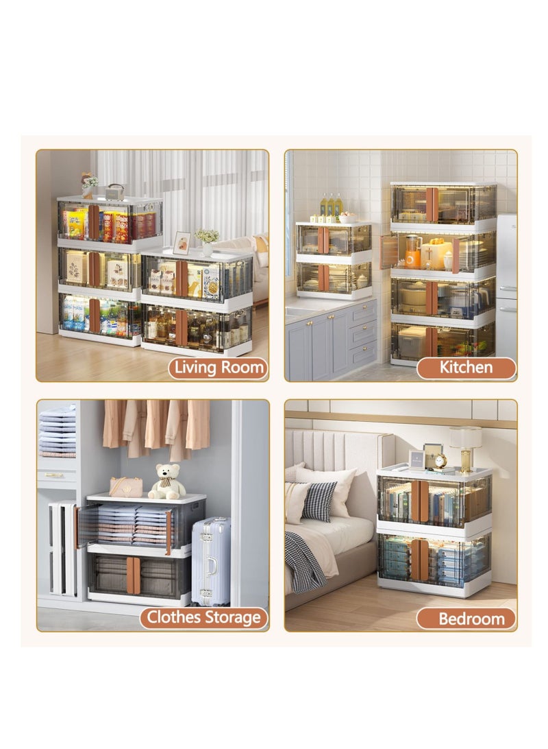 Arabest 4 Pack Storage Bins with Lids, 19 Gallon Folding Storage Bins. Stackable Storage Bins with Wheels and Doors, Folding Storage Bins for Storage and Organisation - Image 5