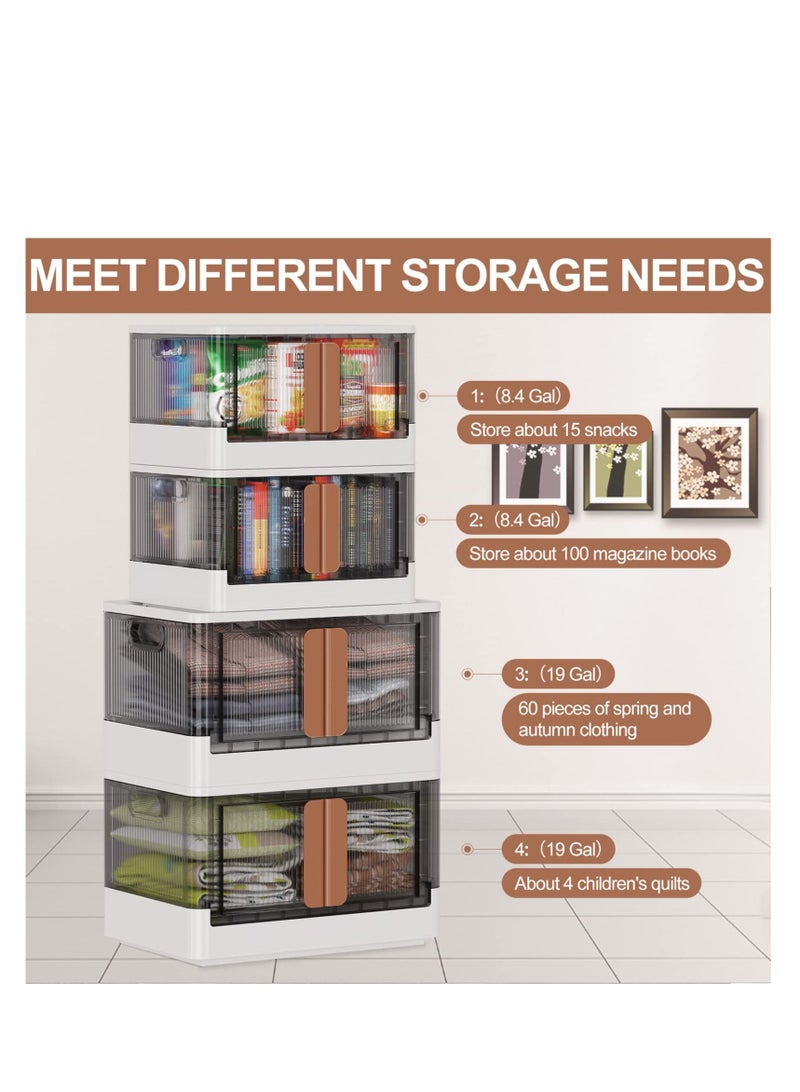 Arabest 4 Pack Storage Bins with Lids, 19 Gallon Folding Storage Bins. Stackable Storage Bins with Wheels and Doors, Folding Storage Bins for Storage and Organisation - Image 4