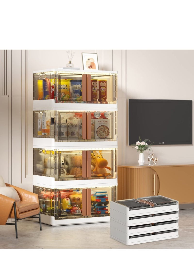 Arabest 4 Pack Storage Bins with Lids, 19 Gallon Folding Storage Bins. Stackable Storage Bins with Wheels and Doors, Folding Storage Bins for Storage and Organisation - Image 1