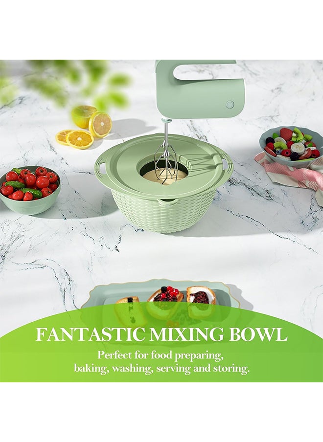 4 in 1 Mixing Bowl Set,360° Kitchen Strainer,Fruit/Vegetable Salad Mixer,Suitable for Home/Restaurant(Green)