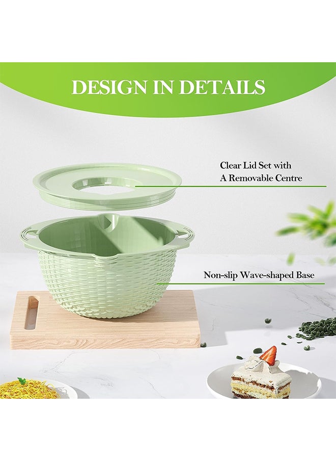 4 in 1 Mixing Bowl Set,360° Kitchen Strainer,Fruit/Vegetable Salad Mixer,Suitable for Home/Restaurant(Green)
