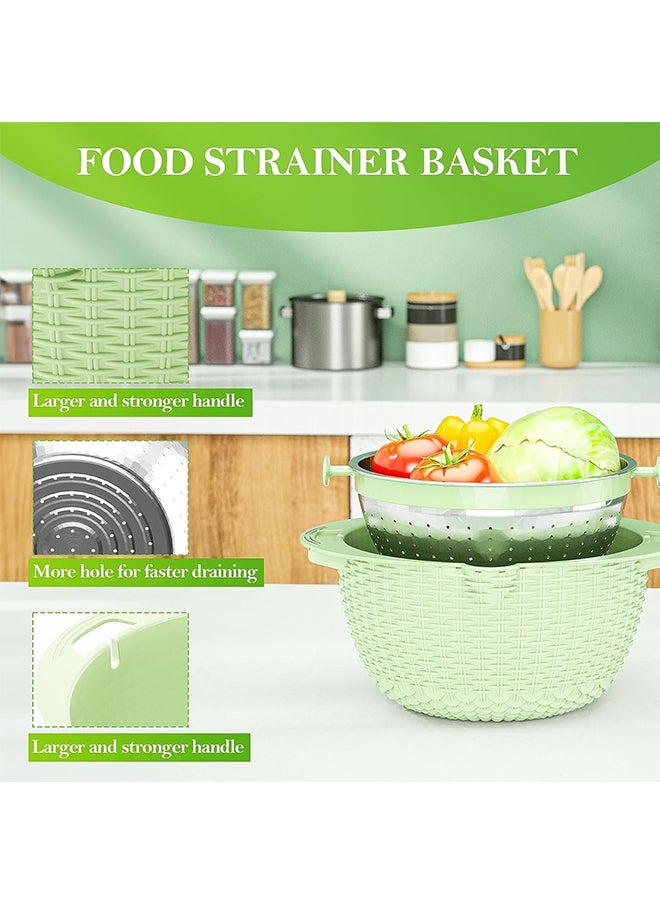4 in 1 Mixing Bowl Set,360° Kitchen Strainer,Fruit/Vegetable Salad Mixer,Suitable for Home/Restaurant(Green)