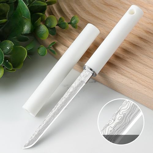 Kneefcy White Utility Knife with Plastic Handle & Cover – Compact Fruit Cutting Knife for Kitchen Tasks, Veg Prep, Arts, & Craft Use | Lightweight Stainless Cutter with Grip - Image 3