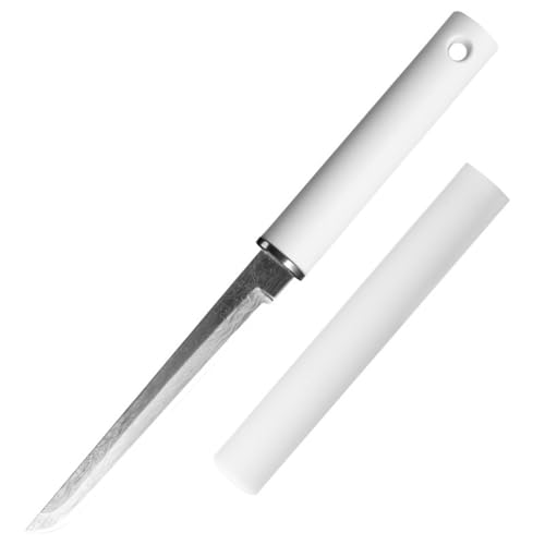 Kneefcy White Utility Knife with Plastic Handle & Cover – Compact Fruit Cutting Knife for Kitchen Tasks, Veg Prep, Arts, & Craft Use | Lightweight Stainless Cutter with Grip - Image 1