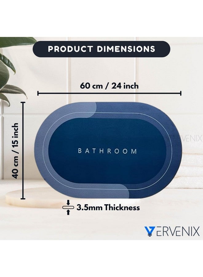 VERVENIX Pack of 2 Quick Dry Soft Water Absorbing Bathroom Mat | Anti-Skid & Non-Slip Rubber Doormat for Home, Kitchen, Washroom | (Blue) - Image 2