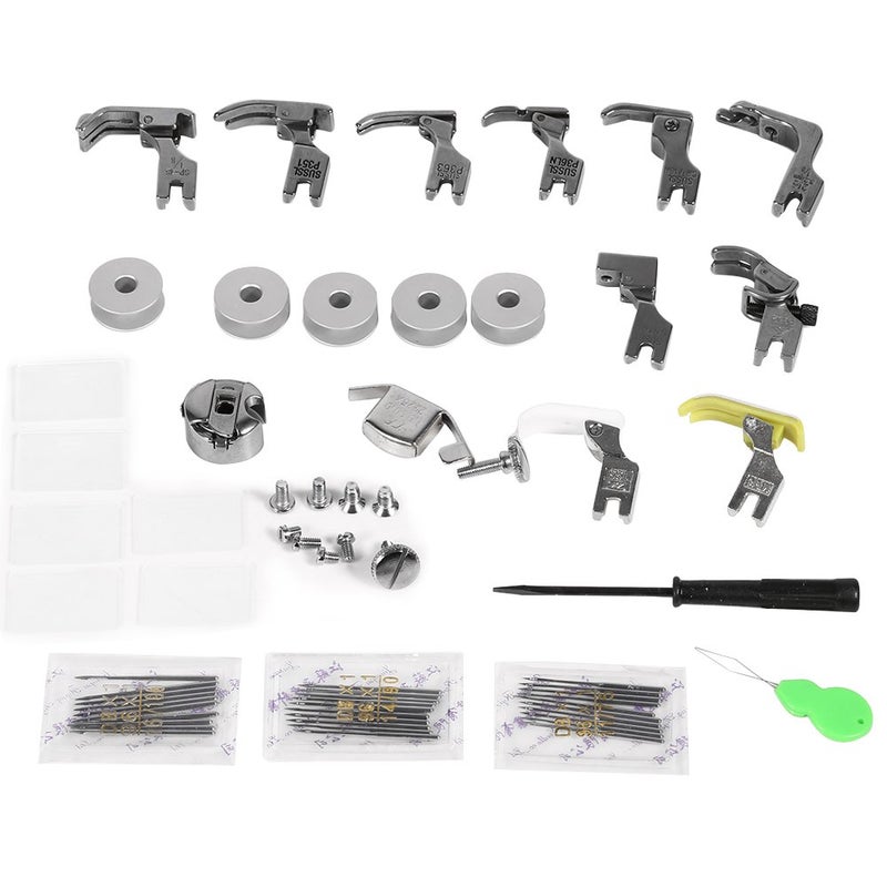 YOSOO طقم أقدام ضغط ماكينة الخياطة 17 قطعة عالمي للأجهزة الصناعية مع حقيبة