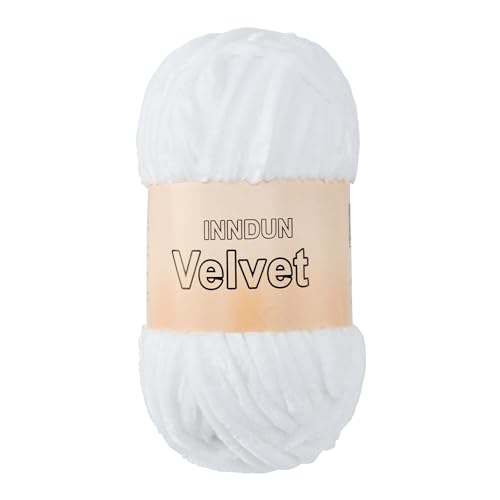 INNDUN Velvet Yarn for Crocheting White Chenille Yarn Super Bulky Baby Blanket Yarn Amigurumi Yarn - Image 1