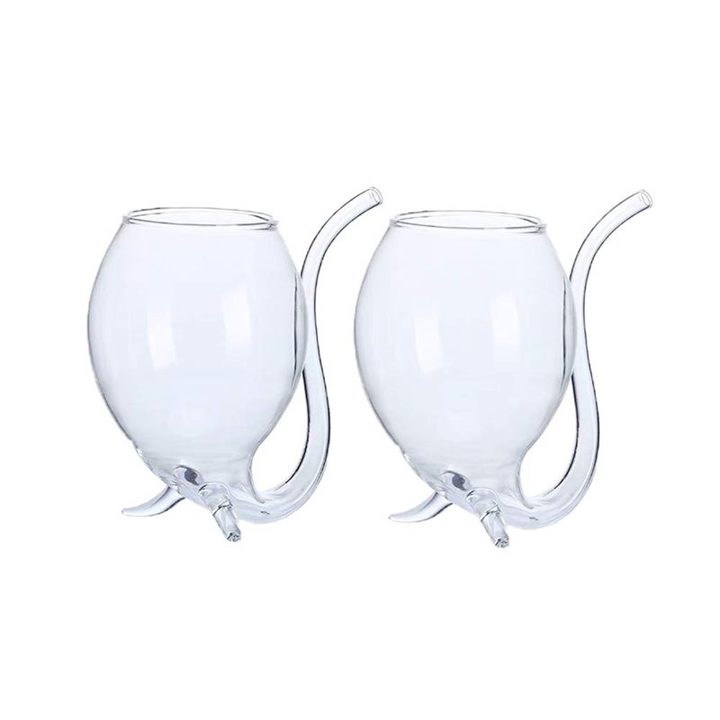 Hvanam Drinking Glasses Vampire Wine Glass Cup With Builtin Straw Creative Fancy Fun Cocktail Glasses for Juice Wine 300ml10oz  2 Pack
