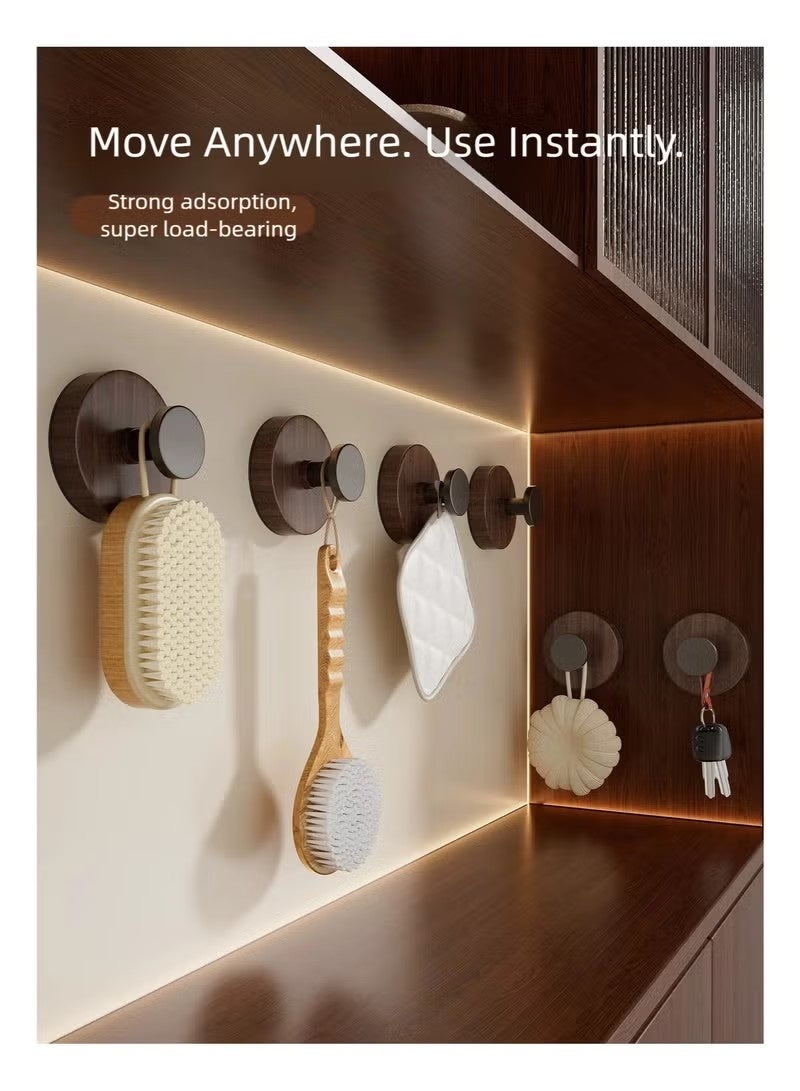 4-Piece Wood grain Wall Hooks - Self Adhesive Hook - Without Nails Drill Free Strong Sticky Hook - Hanging Heavy Duty - for Home, Bathroom, Kitchen, Office - Image 4